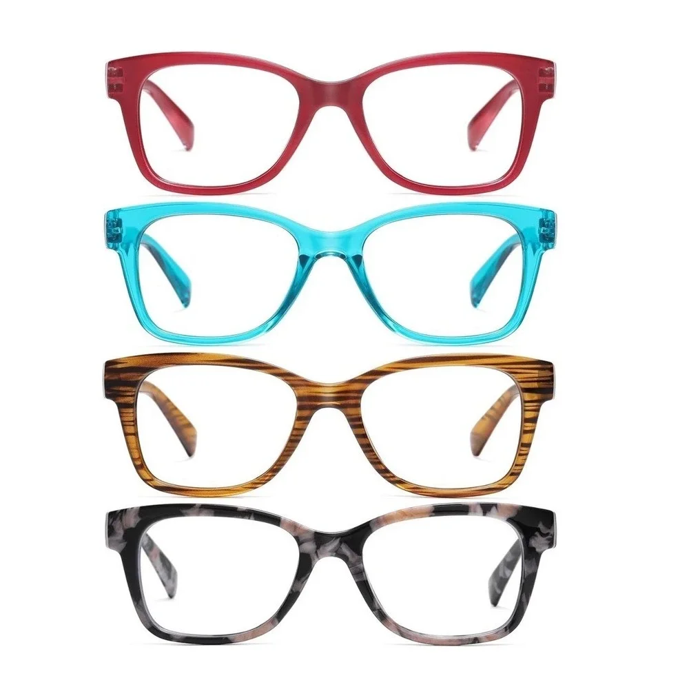 New Blue Lite Blocking Reading Glasses 4 Pack Spring Hinge Fashion Readers +3.25